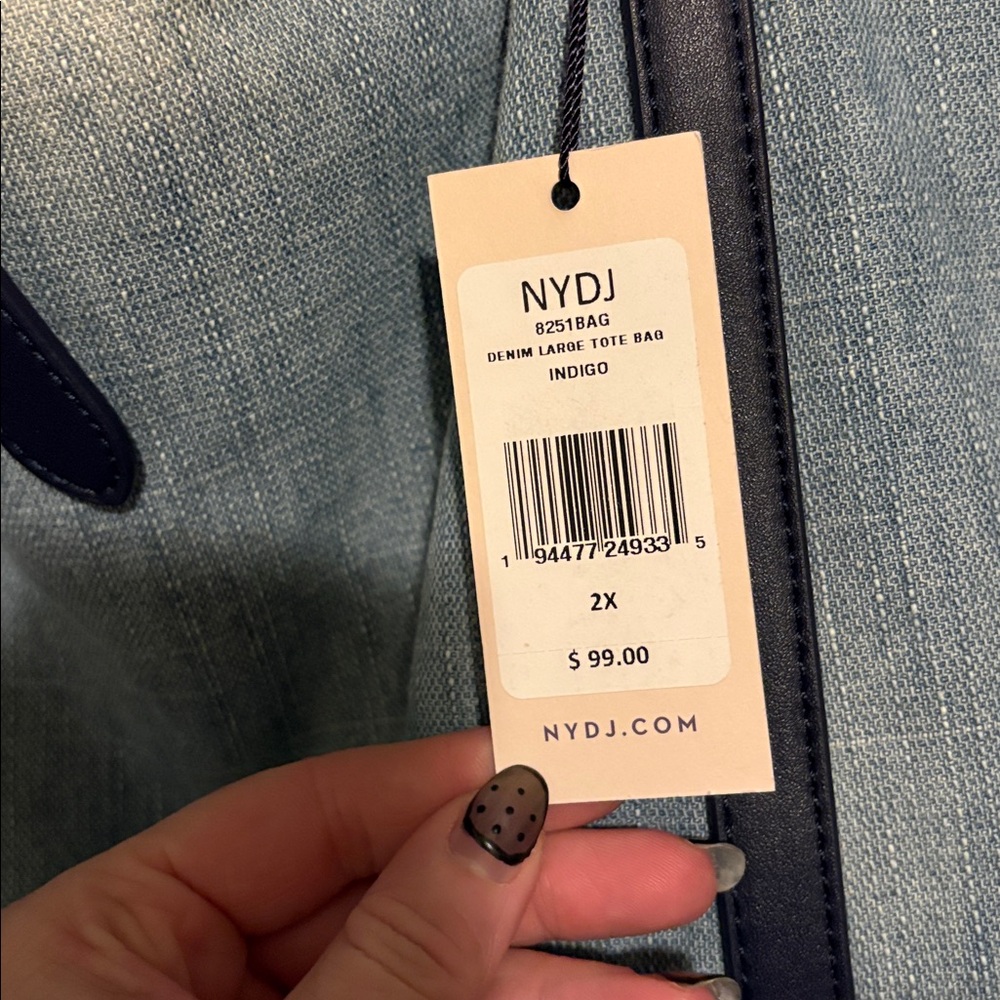 NYDJ Large Oversized Denim Tote Bag NWT - Picture 3 of 4